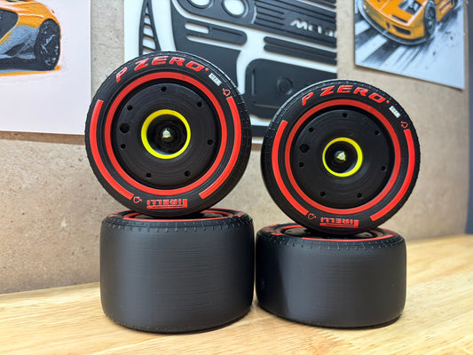 F1-Style Wheels for Oracle Red Bull Racing RB20 (Compatible with LEGO Set 42206)