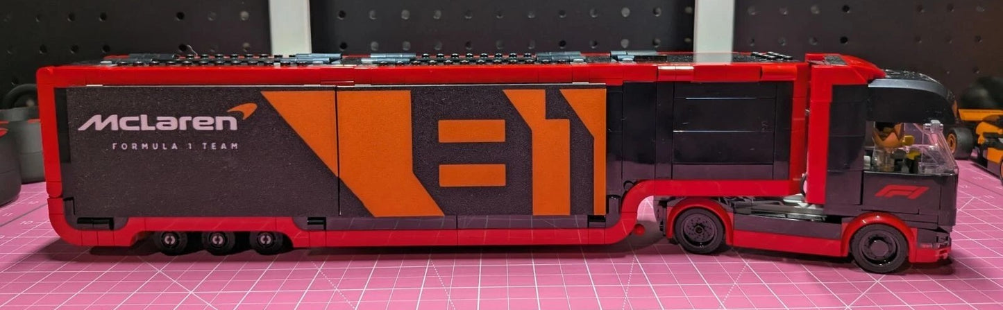 McLaren F1 Team Truck Custom Panel Upgrade (Fits LEGO® Set 60445) – 3D Printed