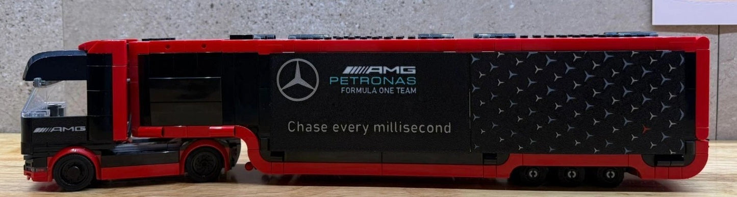 Mise à niveau personnalisée des panneaux du camion de l'équipe Mercedes F1 (compatible avec l'ensemble LEGO 60445)